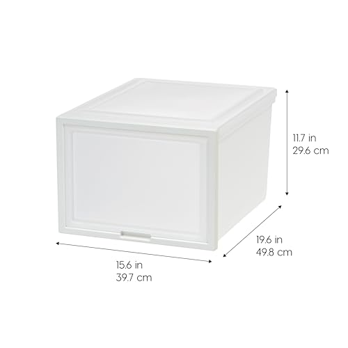 IRIS USA 17 Qt Plastic Drawer Storage Organizer, 4-Pack, White T2447