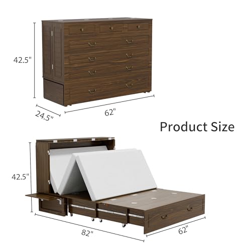 Murphy Bed Queen Cabinet with Charging Station and Storage Drawer J989