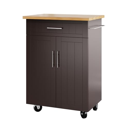Shintenchi Kitchen Island Cart with Storage on Wheels, White V99091