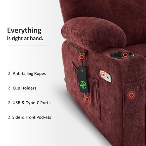 MCombo Small Power Lift Recliner Chair for Elderly with Heat and Massage, USB & Type C Ports J262