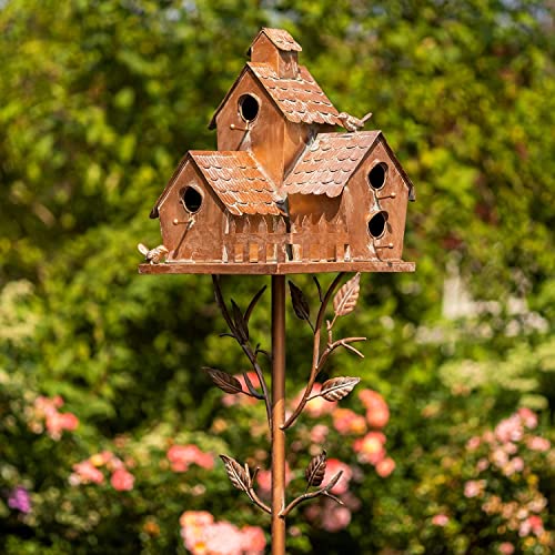 Large Copper Multi-Birdhouse Stakes for 4 Bird Families A740