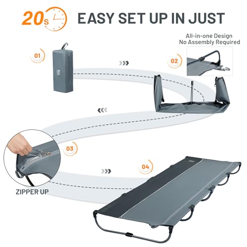 TIMBER RIDGE Lightweight Aluminum Camping Cot with Carry Bag, Blue Z494