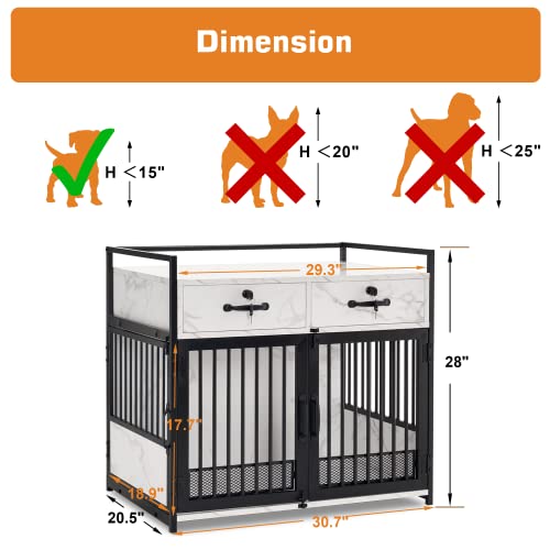 MCombo Furniture Style Dog Crate End Table with Storage Drawers, White D561