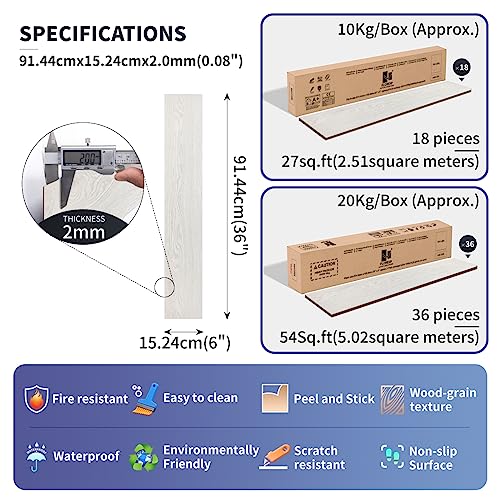 Self Adhesive Vinyl Flooring Planks Wood Effect Waterproof Grey 36pcs U963416