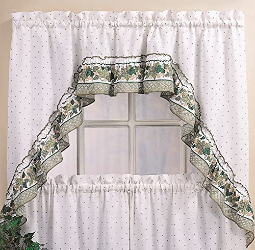 CHF & You Cottage Ivy Country Curtain Tier and Swag Set, Multi, 56 x 36 Inch L8045