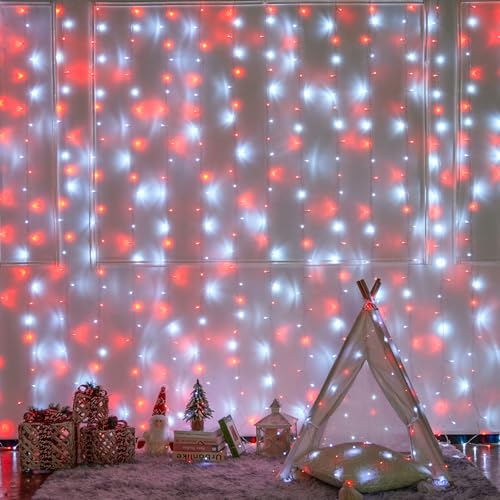 JMEXSUSS 300 LED Remote Control Christmas Curtain Lights, Warm White V64841