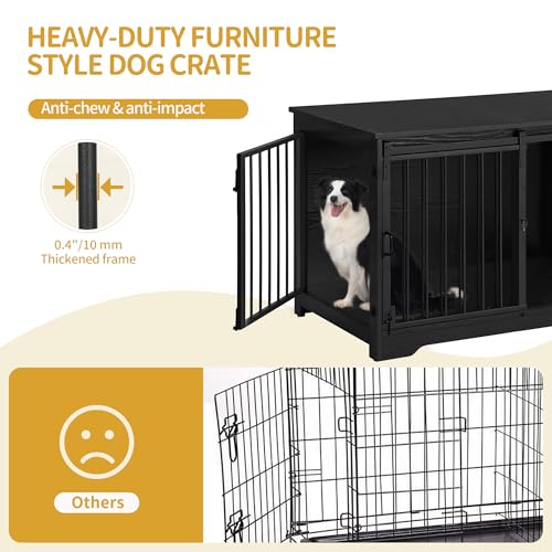 Dog Crate Furniture with Barn Door for Small Medium Dogs, Rustic Brown P911
