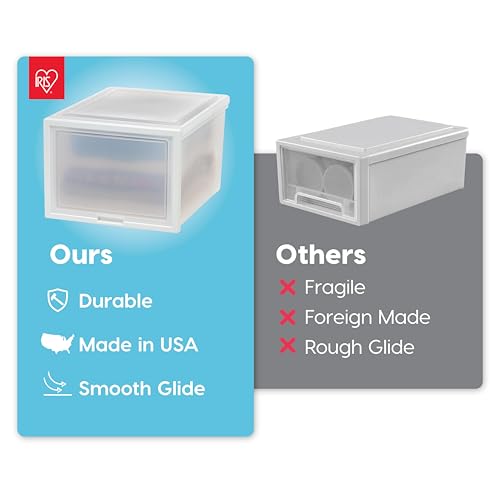 IRIS USA 17 Qt Plastic Drawer Storage Organizer, 4-Pack, White T2447