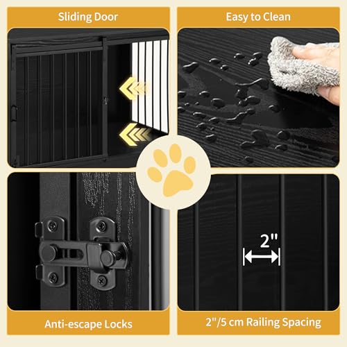 Dog Crate Furniture with Barn Door for Small Medium Dogs, Rustic Brown P911