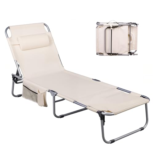 WLIVE Military Camping Cot, Portable Folding Cot with Carry Bag, Supports 300 Lbs, Silver Greige R758042