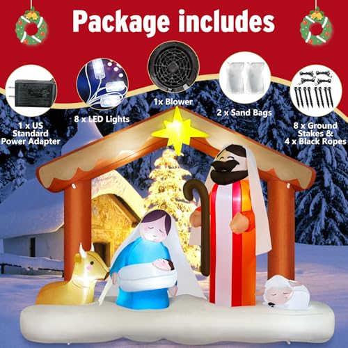 Danxilu 14FT Giant Christmas Inflatables Santa Claus with Wreath Built-in LED Lights M702884
