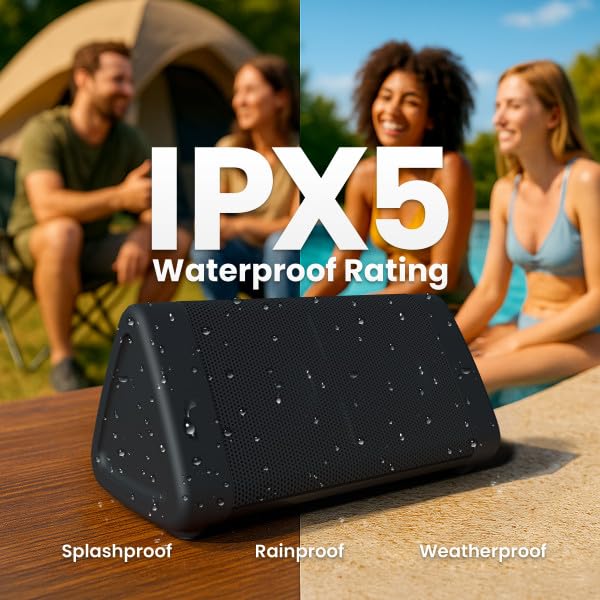 OontZ Angle 3 Portable Bluetooth 5.4 Speaker, IPX5 Water-Resistant, Black B762769
