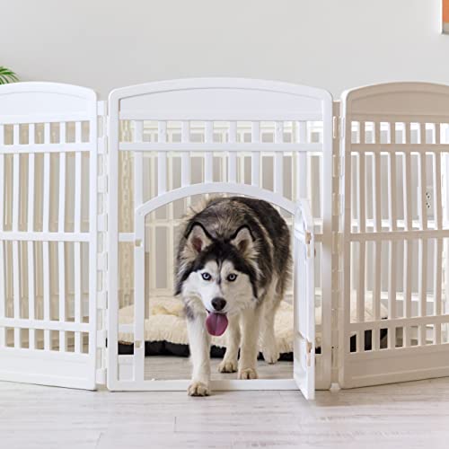 IRIS USA 34" 8-Panel Dog Playpen with Door, Black N326