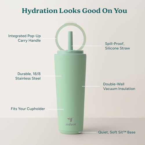 Halo 32 oz Stainless Steel Vacuum Insulated Tumbler with Flip Handle Lid, Lilac Bud H350