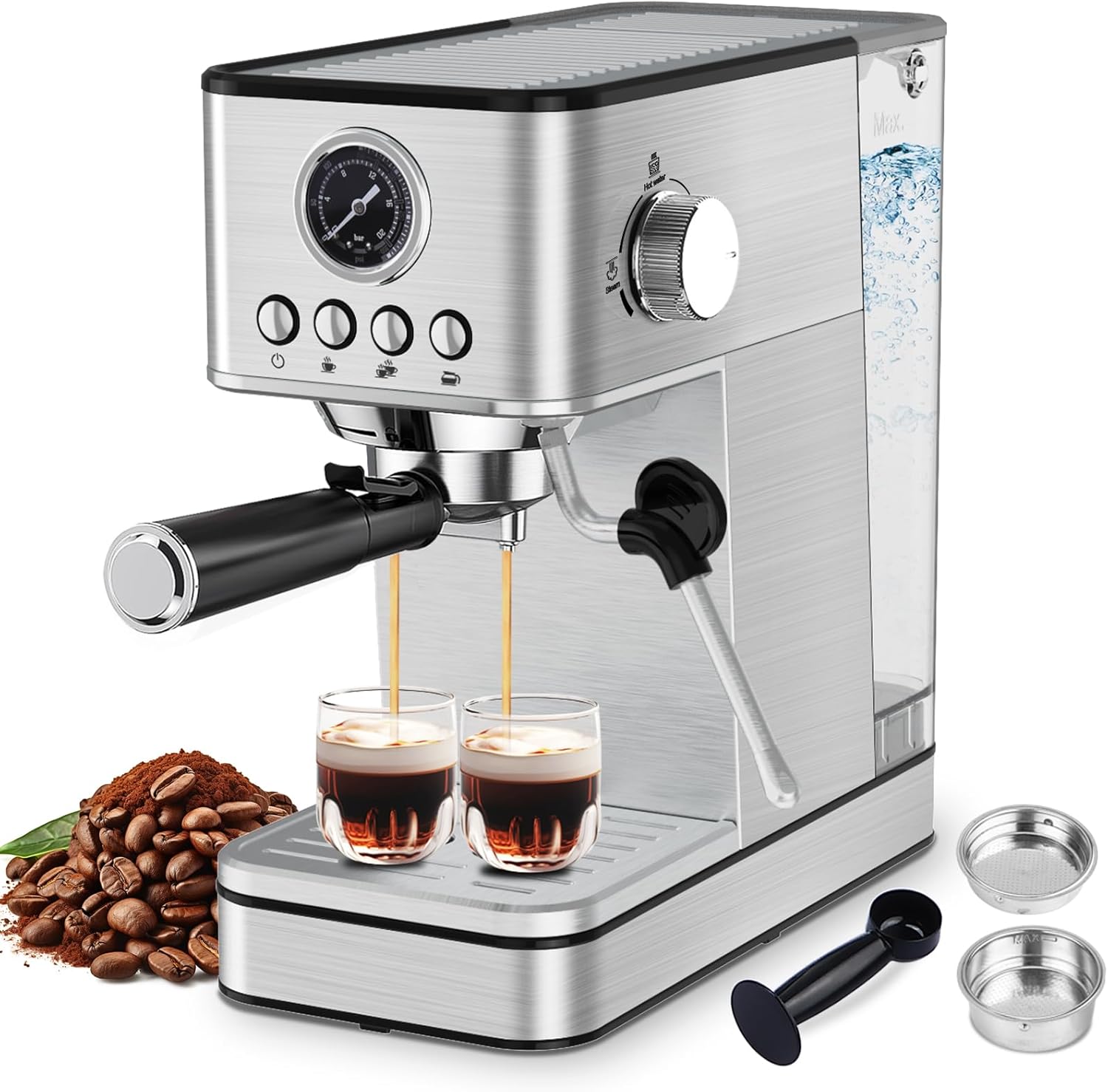 Sparkfire Espresso Machine 20 Bar Stainless Steel with Milk Frother K871515