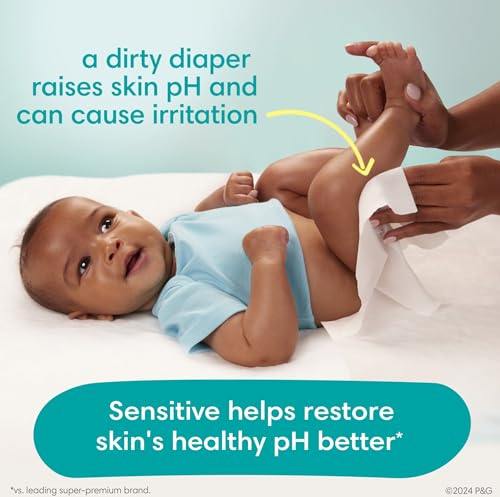 Pampers Sensitive Baby Wipes, Water Based, Unscented, 16 Flip-Top Packs U436761