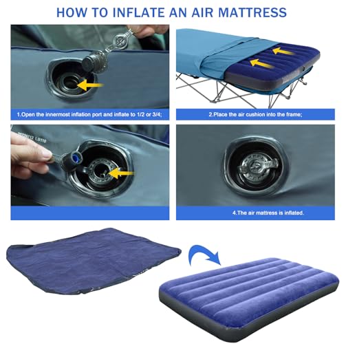 KAMPKEEPER Folding Camping Cot with Inflatable Air Mattress and Carry Bag M949