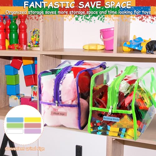6 Packs Large Toy Storage Bags with Labels, Clear PVC Organizer with Zipper W66156