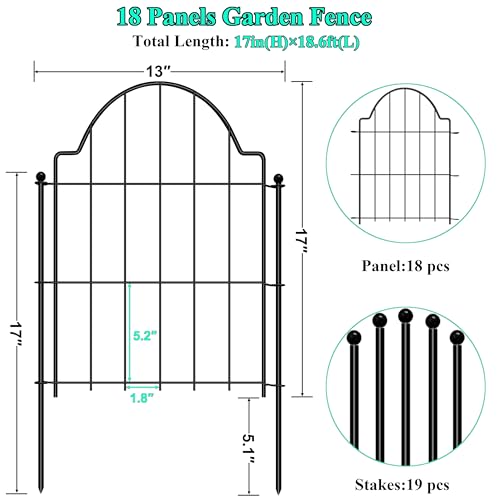 Animal Barrier Fence 17in x 10.6ft, No Dig Rustproof Metal Garden Border, 10 Pack Q1374