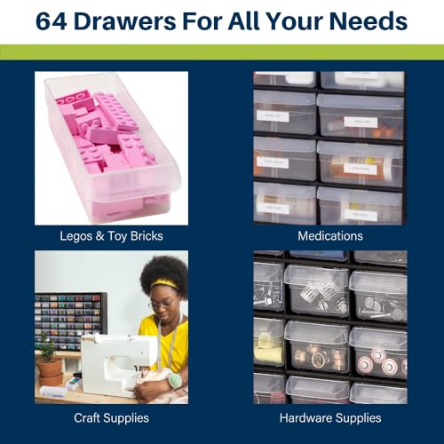 Akro-Mils 24-Drawer Plastic Storage Cabinet, Black I624065