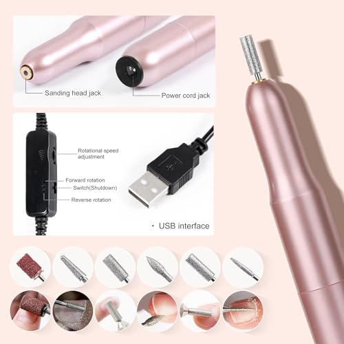 Acrylic Nail Kit with Liquid Monomer, 6 Colors Powder & UV Lamp (Pink) A178217