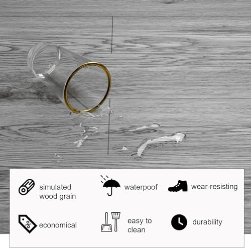 Oxdigi Peel and Stick Vinyl Flooring Roll 23"x393" Waterproof Wood Plank U1250