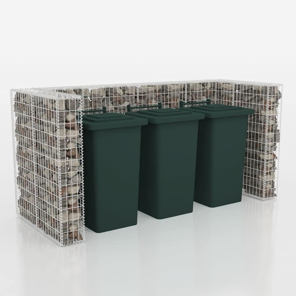vidaXL Garbage Can Storage, Steel, Outdoor Double Wheelie Bin Enclosure L810136