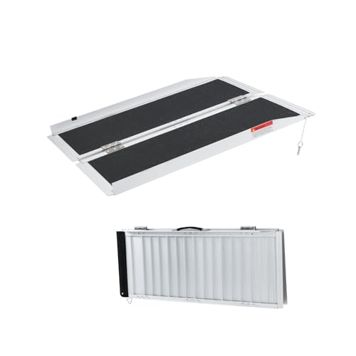 Portable Wheelchair Ramp 3FT, 80 Mesh Non-Slip Gravel, Aluminum Collapsible Threshold Ramp,Step Ramp, Easy for The Elderly and Disabled to Pass Through Safely!YISHANRENJIE Quality Assurance!, Black