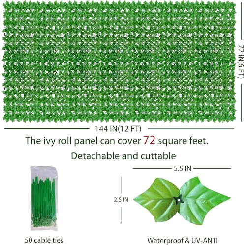Artificial Ivy Privacy Fence Wall Screen 40x120 in UV-Anti Faux Greenery Backdrop U1001
