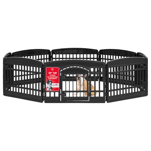 IRIS USA 24" 8-Panel Dog Playpen for Puppies & Small Dogs, White X20638