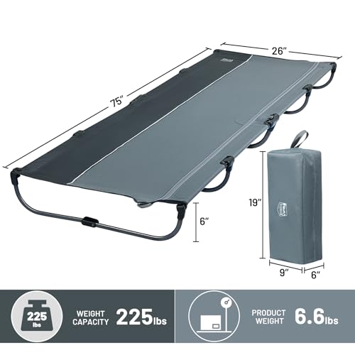 TIMBER RIDGE Lightweight Aluminum Camping Cot with Carry Bag, Blue Z494