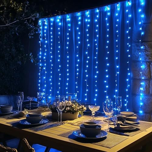 Dazzle Bright 300 LED Curtain Lights, Warm White, Plug in for Bedroom & Outdoor Decor X62406