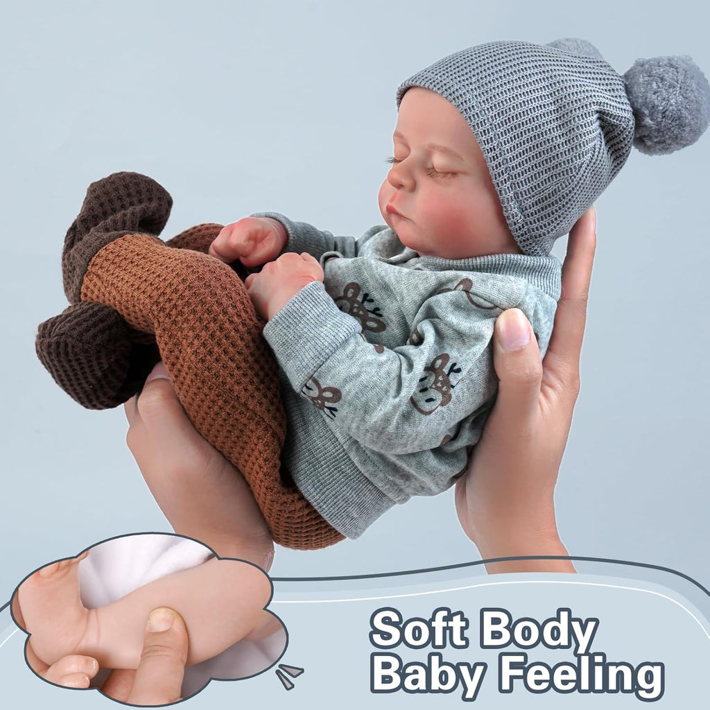 ADFO Lifelike Reborn Baby Dolls Boy 17-Inch Soft Body Realistic Newborn Vinyl with Toy Accessories T321