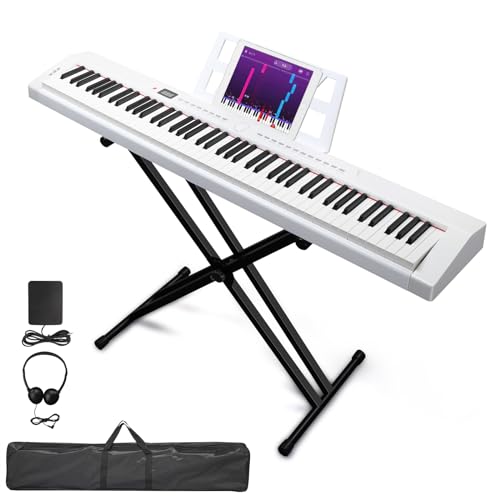 Ktaxon Weighted Keyboard Piano 88 Keys Digital Piano with Stand, Bag, Pedal, Headphones and MIDI Bluetooth M8426