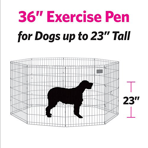 New World Folding Metal Dog Exercise Pen, 24-Inch Tall, Black E-Coated Q53206
