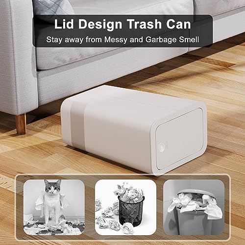 NETDOT Bathroom Trash Can with Lid 3 Pack Set, Grey O156082