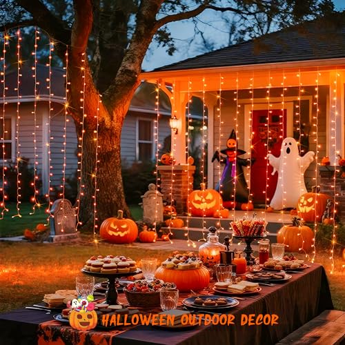 JMEXSUSS 300 LED Remote Control Christmas Curtain Lights, Warm White V64841