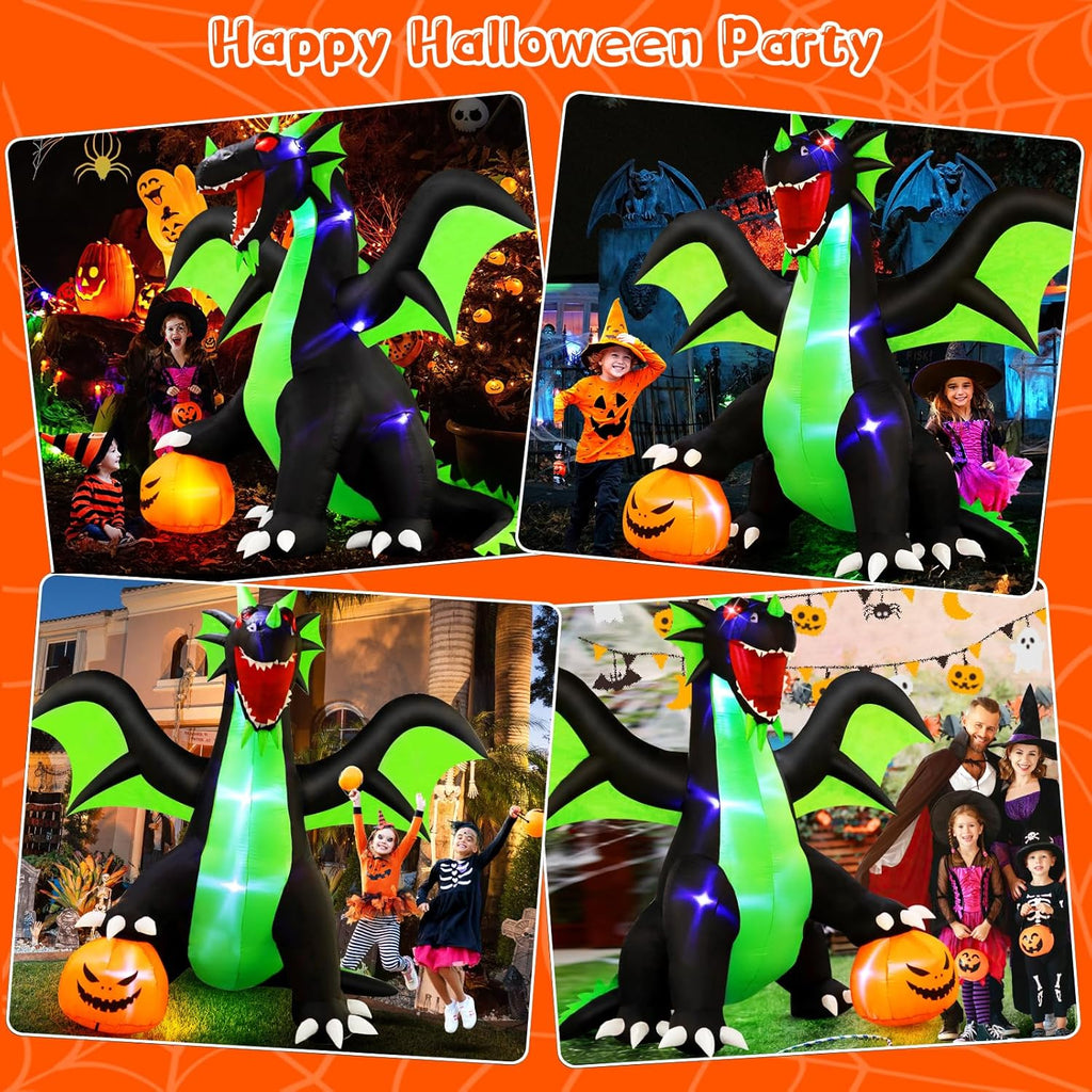 Halloween Inflatable Dragon Outdoor Decorations 9FT with LED Lights P527