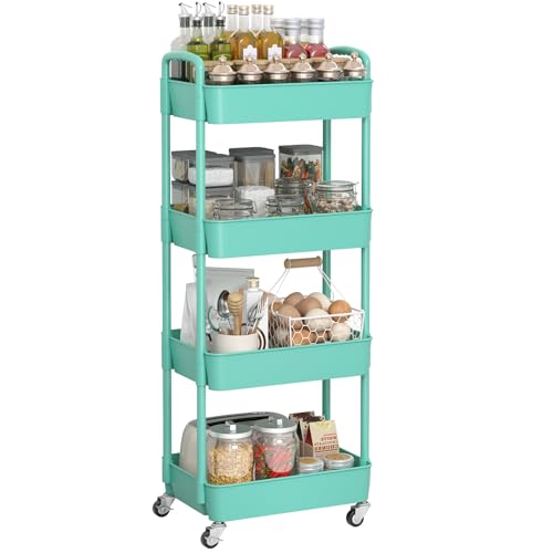 Sywhitta 3-Tier Plastic Rolling Utility Cart with Handle, Black F220270