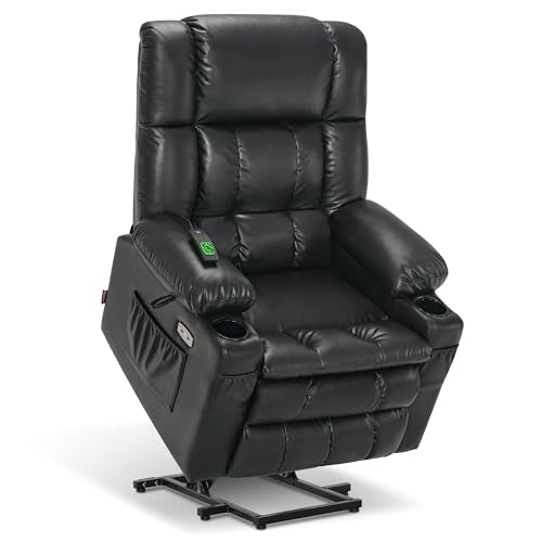 MCombo Dual Motor Power Lift Recliner Chair for Elderly with Heat and Massage, Black E570141
