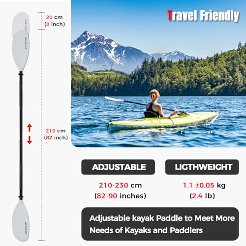 Kayak Paddles with Alloy Shaft and PP Blade, Adjustable 230-250 cm E1062