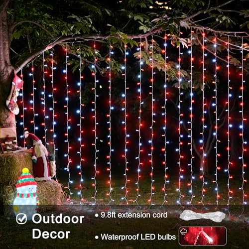 JMEXSUSS 300 LED Remote Control Christmas Curtain Lights, Warm White V64841