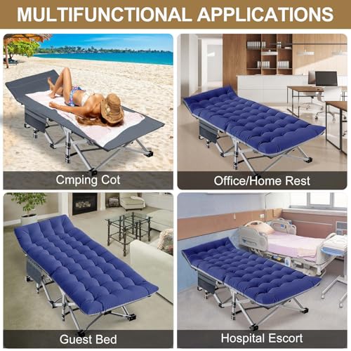DoCred Folding Camping Cot with Mattress, 2 Pack, Heavy Duty for Adults, Portable with Carry Bag C814529