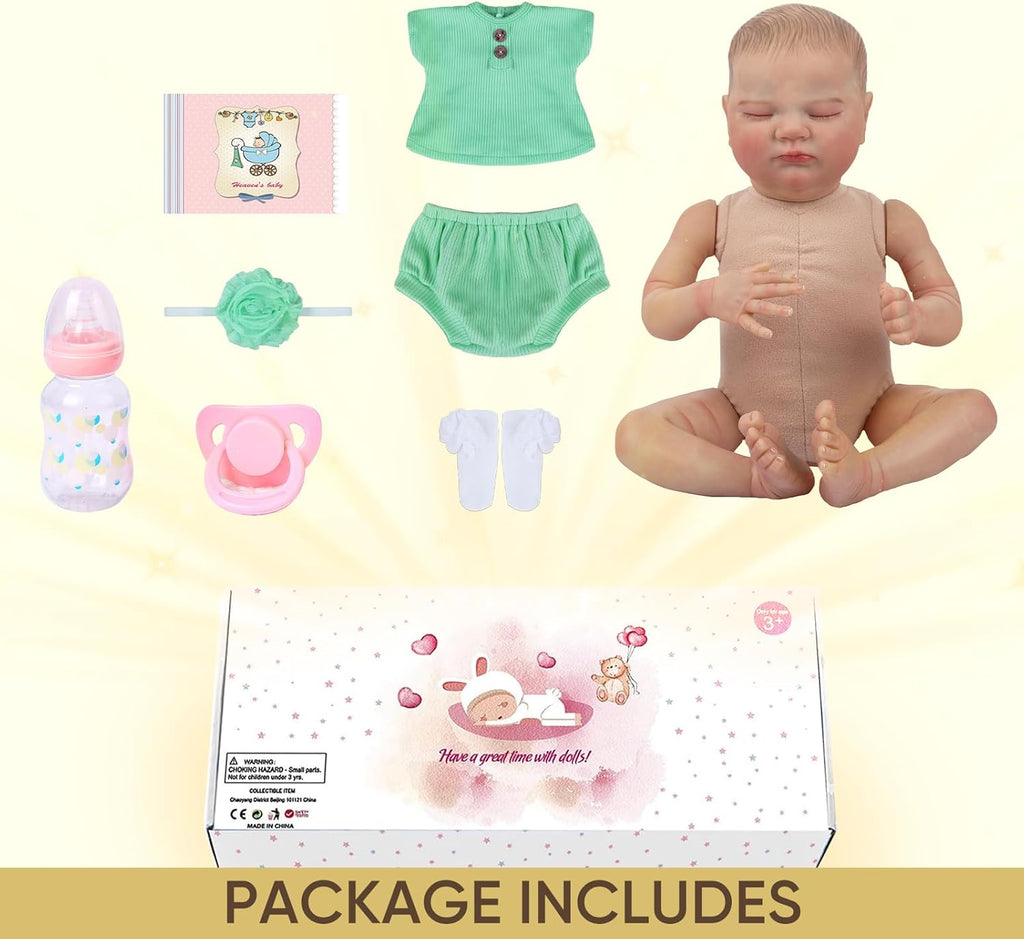 WOOROY Realistic Reborn Baby Doll 18-Inch Soft Weighted Cloth Body Sleeping Newborn Girl with Gift Box O671841