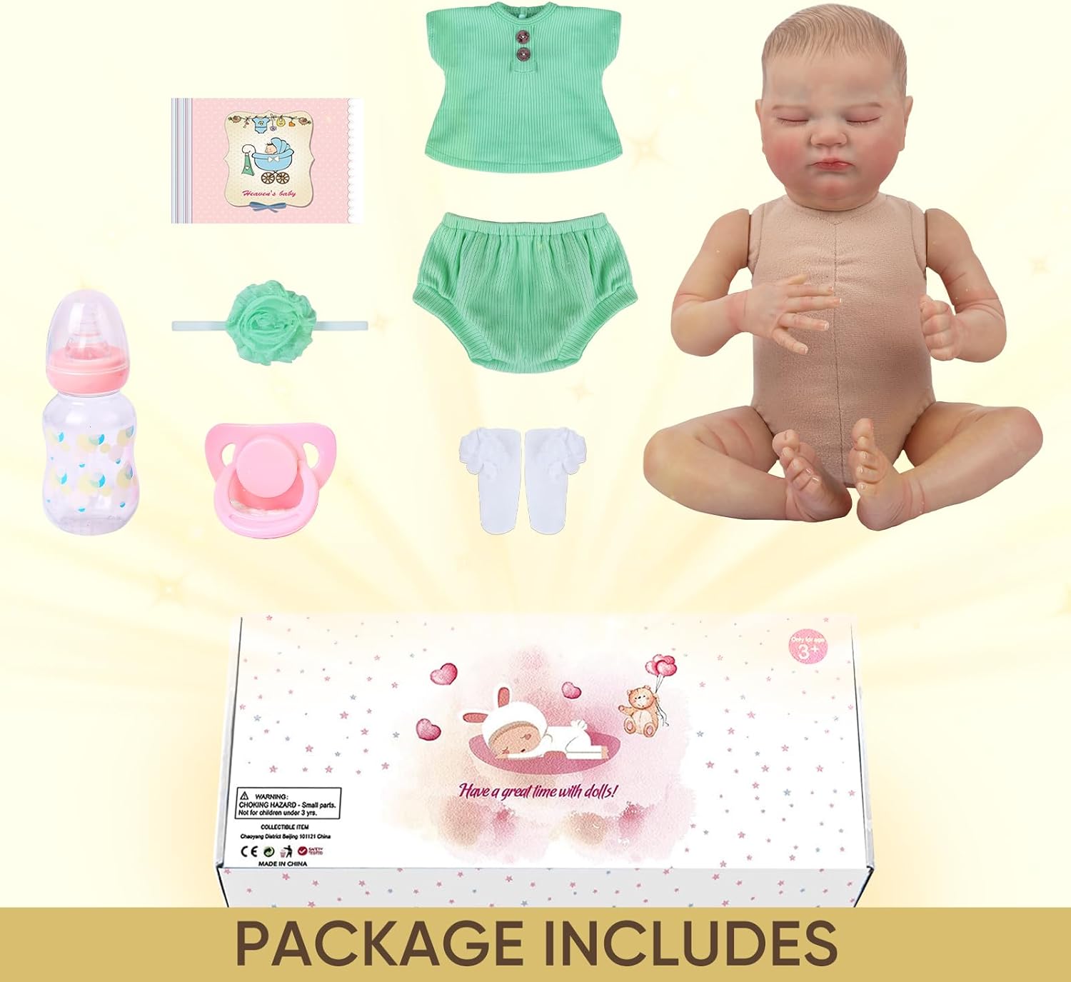 WOOROY Realistic Reborn Baby Doll 18-Inch Soft Weighted Cloth Body Sleeping Newborn Girl with Gift Box O671841