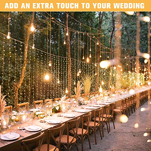 JMEXSUSS 300 LED Remote Control Christmas Curtain Lights, Warm White V64841