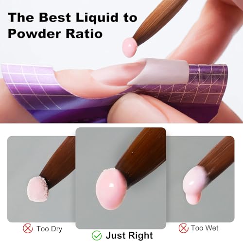 Acrylic Nail Kit with Liquid Monomer, 6 Colors Powder & UV Lamp (Pink) A178217