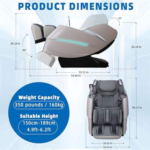 Full Body Massage Chair with Zero Gravity AI Voice Control SL Track Black L565041