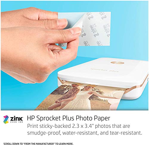HP Sprocket Portable Color Photo Printer 2x3" Sticky-Backed Paper - Black N661