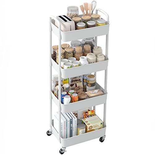Sywhitta 3-Tier Plastic Rolling Utility Cart with Handle, Black F220270